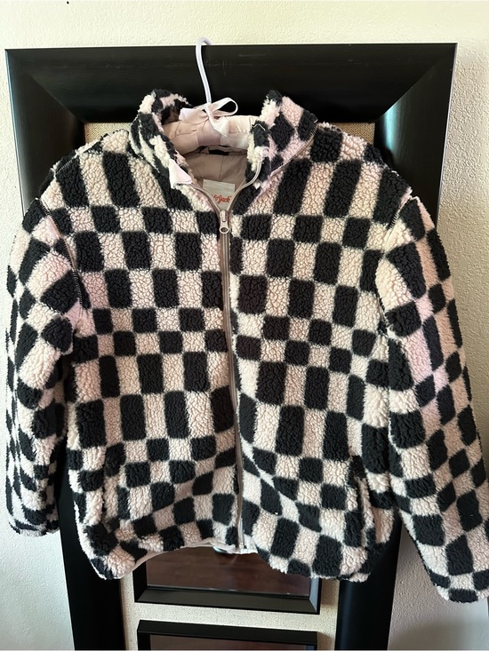 Cat & Jack Jackets & Blazers - Cat & Jack Black and White Checkered Sherpa Jacket